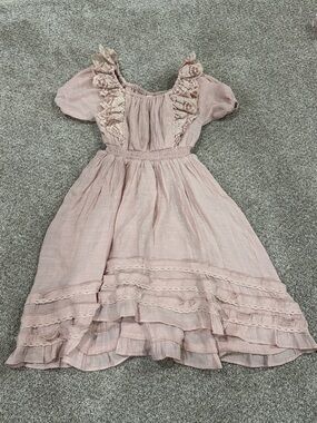 Joyfolie Dusty Pink Ruffle Lace Formal Dress